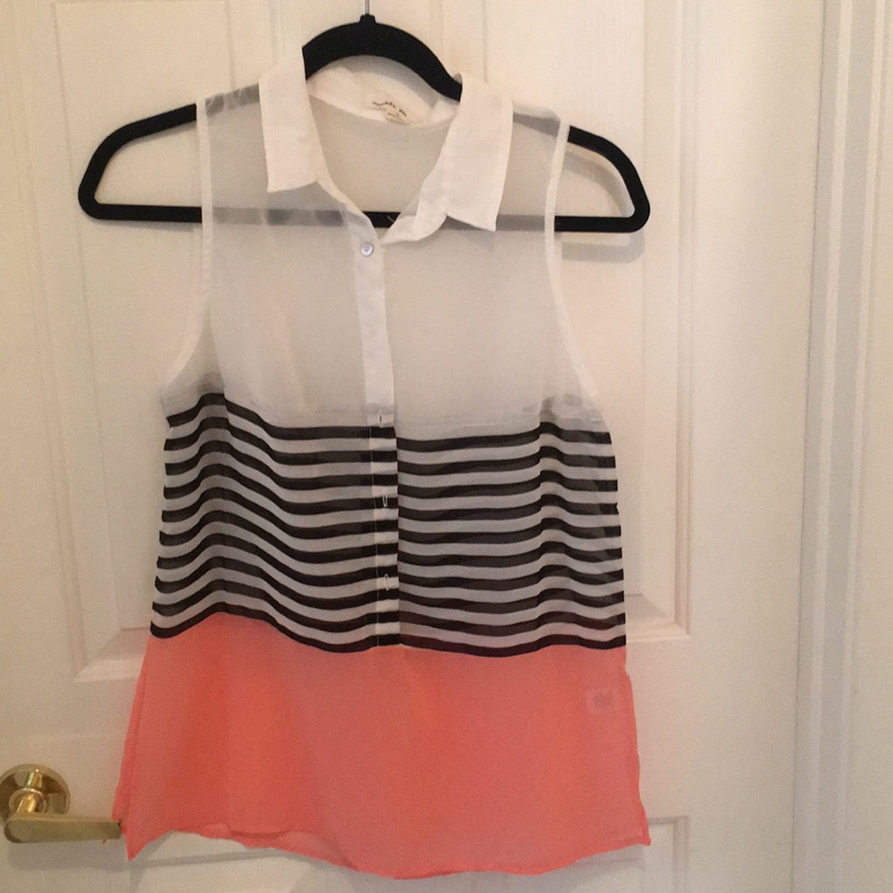 Sheer Half-Button Up Tank Top